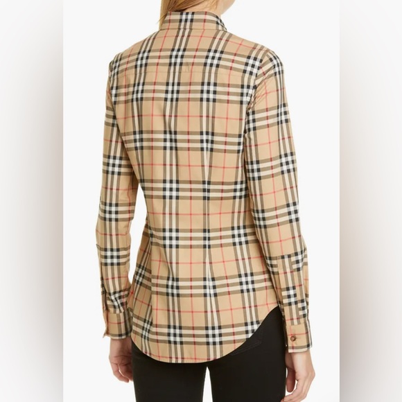 NWOT Authentic Burberry Women’s Long Sleeve Button Up - Lapwing Vintage Check - Picture 2 of 6